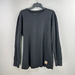 Carhartt Force Thermal Tshirt Mens XL Regular‎ Black Waffle Knit Long Sleeve Tee